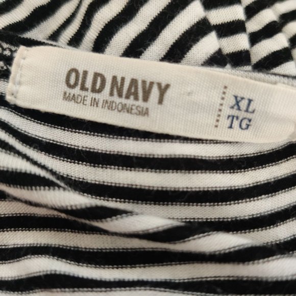 Old Navy Womens Shirt Top Wide Sleeve Preppy Nautical Black White Stripe sz XL - Picture 4 of 6